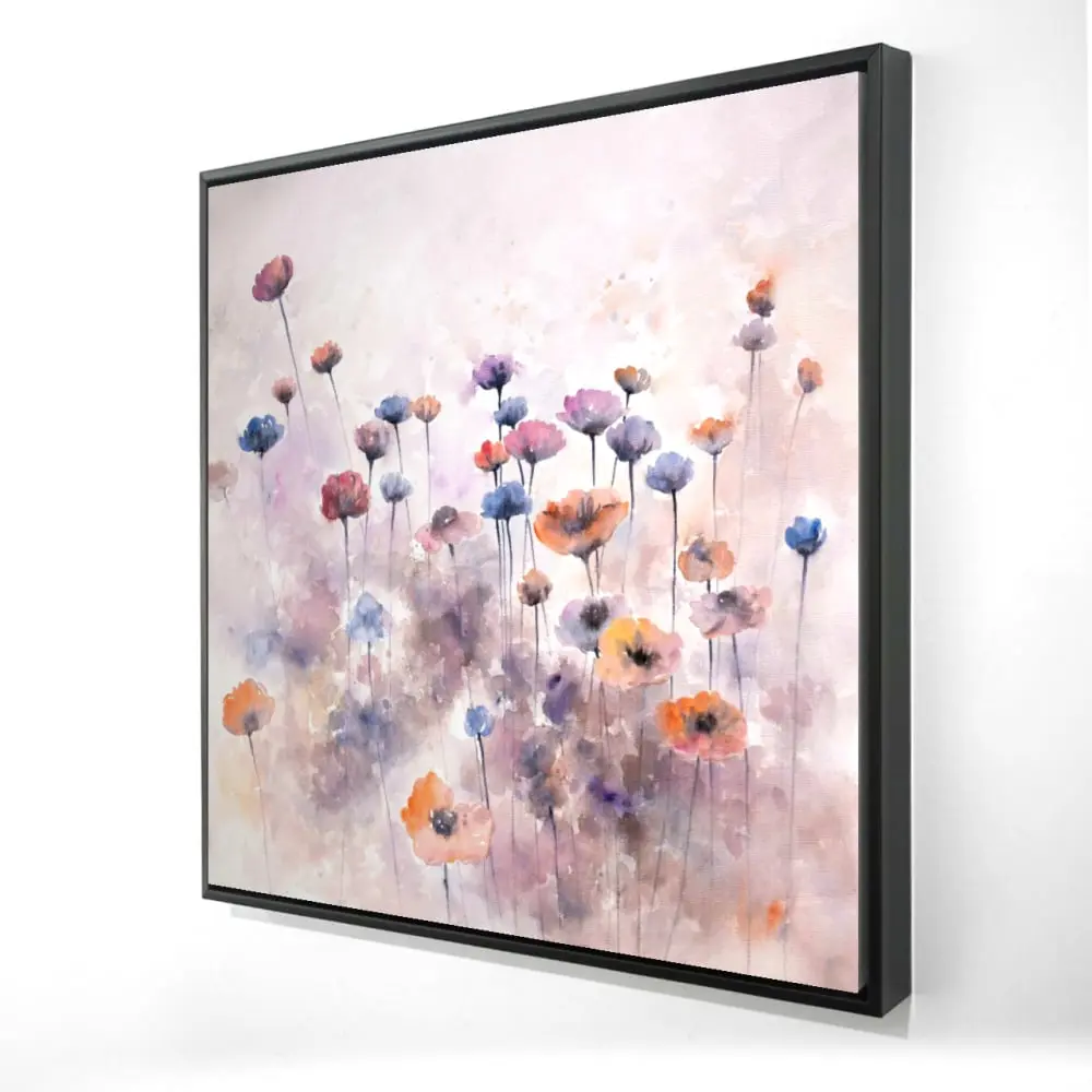 Begin Home Decor 2081-2424-FL222 24 x 24 in. Small Wildflowers Canvas - Botanical Bedroom Decor - Framed Art