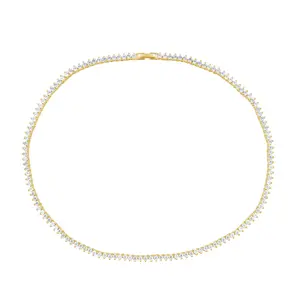 Melinda Tennis Necklace with Decorative Stones and Gold-tone Finish