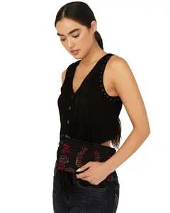Idyllwind Women's Women'S Rose Seed Bead Wristlet Clutch - Iwaho24hb12-Blk
