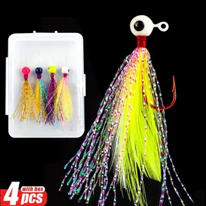 4pcs/Box Jig Head Fishing Hook Set- Freshwater Saltwater Fishing Jig Hooks For Bass Crappie Trout Panfish, Fishing Lures Kit, Fishing Equipment, Amazing Fishing Gift for Angler