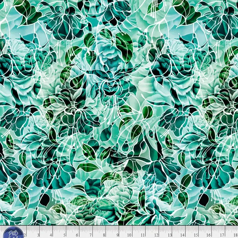 Petal Play Teal - 108" Wide Backing Fabric - PPLW6016 TG - 2 YARD CUT - P&B Textiles