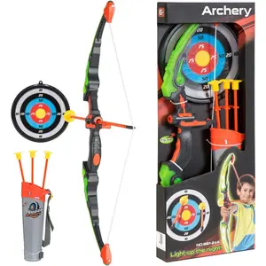 KiiToys Bow & Arrow Game Set Archery Bow 32" Long Suction Arrow 22" Pretend Play Soft Power Safe