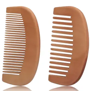 Wooden Comb Set of 2 – Wide & Fine Teeth for Detangling and Styling – Portable, Natural Wood for All Hair Type