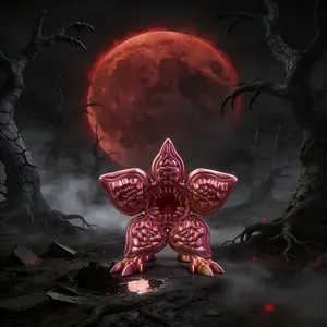 Gothic Style Gradient Flower Monster Figurine, Collectible Handmade Decorative Ornament, Unique Gothic Home Desk Decoration