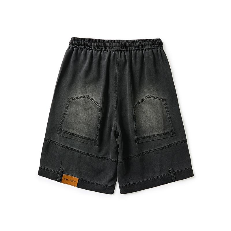 Men’s summer lightweight shorts made from Lyocell fabric—breathable, cool to wear, comfortable, and very cooling; suitable for various body types; vintage distressed style.