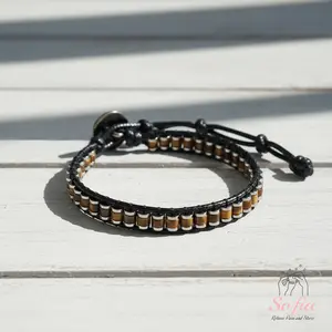 Sofia Tiger Eye Bracelet Tiger's Eye Hematite Bracelet Healing Crystal Barrel Gemstone Bracelets Minimalist Style Gift for her, gift for him