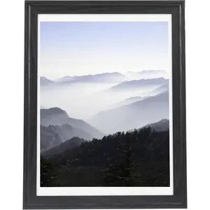 12x16 Wood Picture Frame Back, Display Pictures 11x14 with Mat or 12x16 Without Mat, Arc Ultra Edge Wooden Poster Picture Frames,12x16,Wood,Black,1 Pack