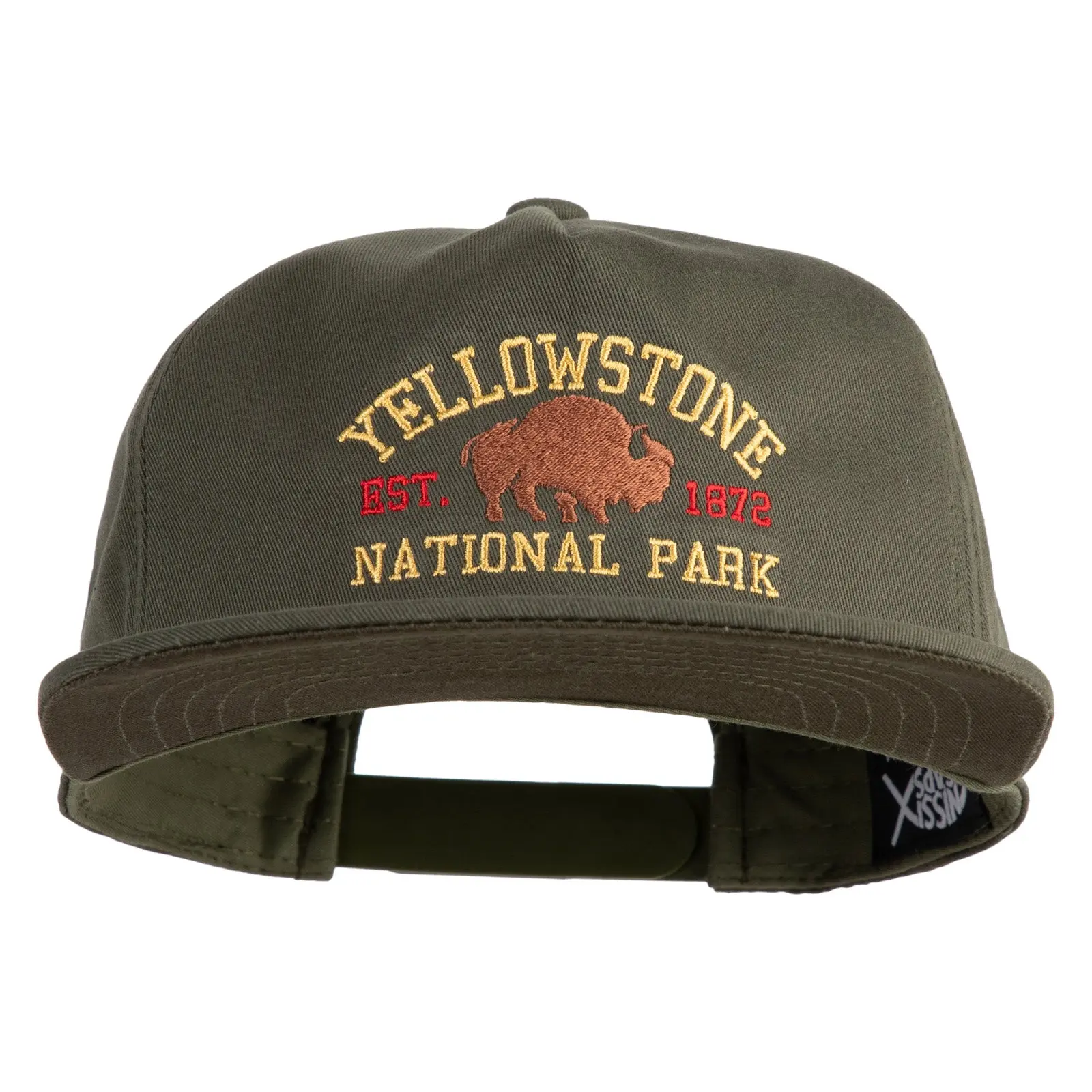Yellowstone National Park Embroidered Cotton Flat Bill Cap