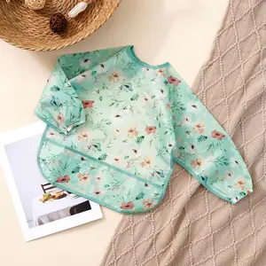 Long Sleeve Bib Onesie for Kids, Easy Clean Polyester Apron, Ideal for Feeding & Painting, No Stains Food Accessories, Work Bibs