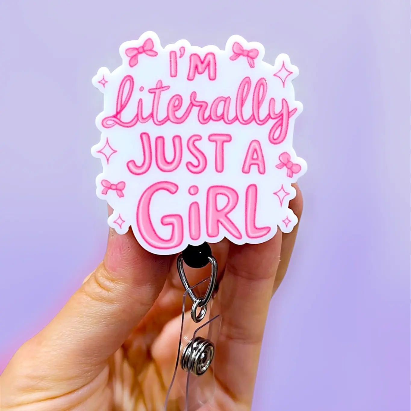 I'm Literally just a Girl Badge, Xray Girl Creations, Funny Badge reel for nurses, xray techs and hospital workers. Retractable swivel clip with a 360 rotation. Great gift for coworker. Cute Badge for Work. Badge clip, Badge pull