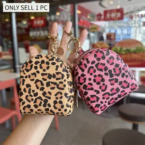 Popular Leopard Print PVC Zero Wallet For Women - Fashionable Portable Keychain Organizer Bag For Headphones Accessories