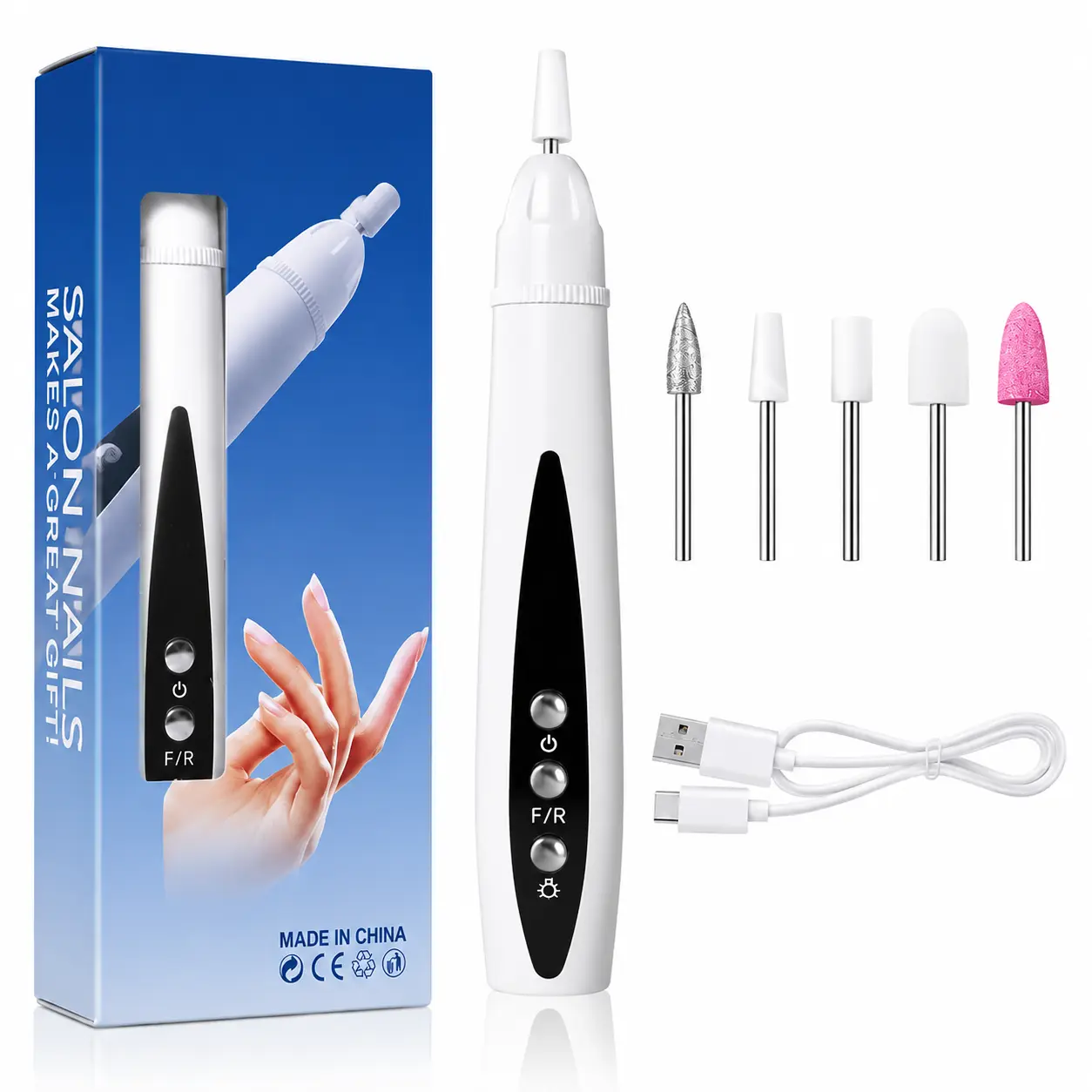 Rechargeable Nail Drill Machine, Cordless Electric Nail File for Nail Care, Lightweight Portable Manicure Tool for Nail Repair & Grooming