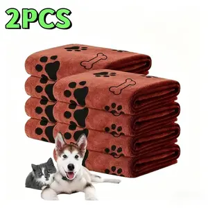 2 Piece Quick-Dry Microfiber Dog Towel Set, High Absorbent Durable Pet Bath Towels & Paw Cleaning Cloths, Design, Suitable for Medium Dogs