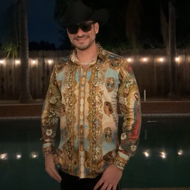 Devoto Rhinestone Long Sleeve Shirt (Slimfit)