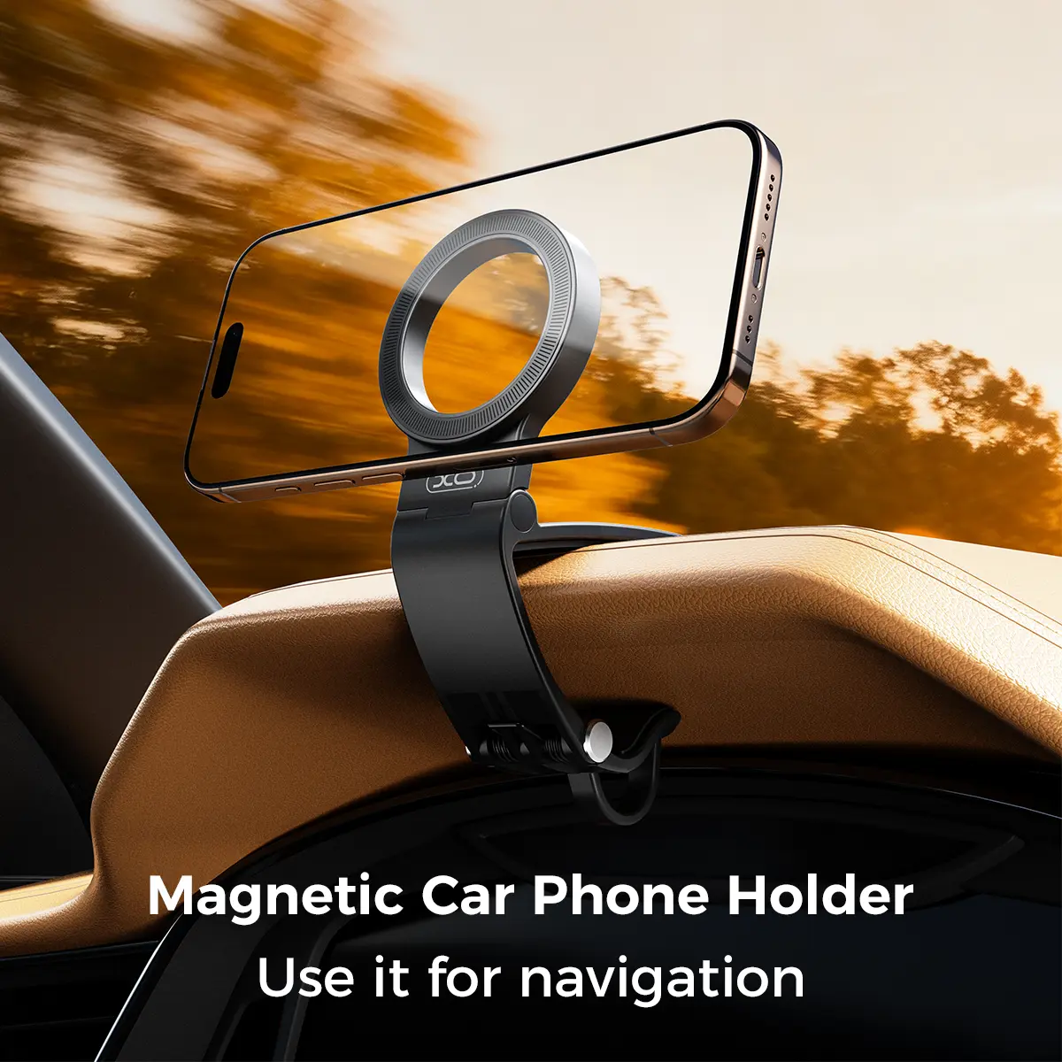 Magnetic car phone mount for navigation