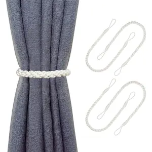 Tiebacks Ropes, 4pcs Decorative Tie Backs Holdbacks Holders Cord for Window Sheer Drapes Indoor, Ivory White
