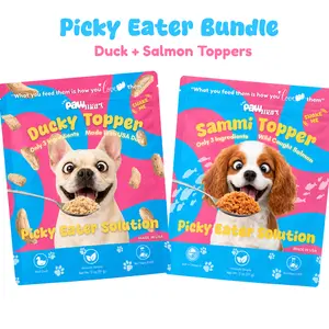 The Pawmart Freeze-Dried Dog/Cat Food Topper Bundle | Duck + Salmon | Only 3 Ingredients Each | Clean, High-Protein Meal Enhancers For Dogs