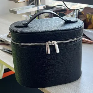 Large-capacity PU leather cosmetic box with internal storage box, customizable names and letters, travel portable cosmetic bag