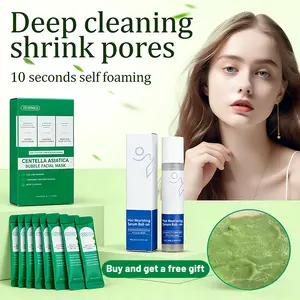 【Buy 1 get 1】Centella Foam Facial Mask,Bubble Deeply Cleaning Facial Dirt ,Purifying Remove Black And Control Oil, 5g*12  Fragrance