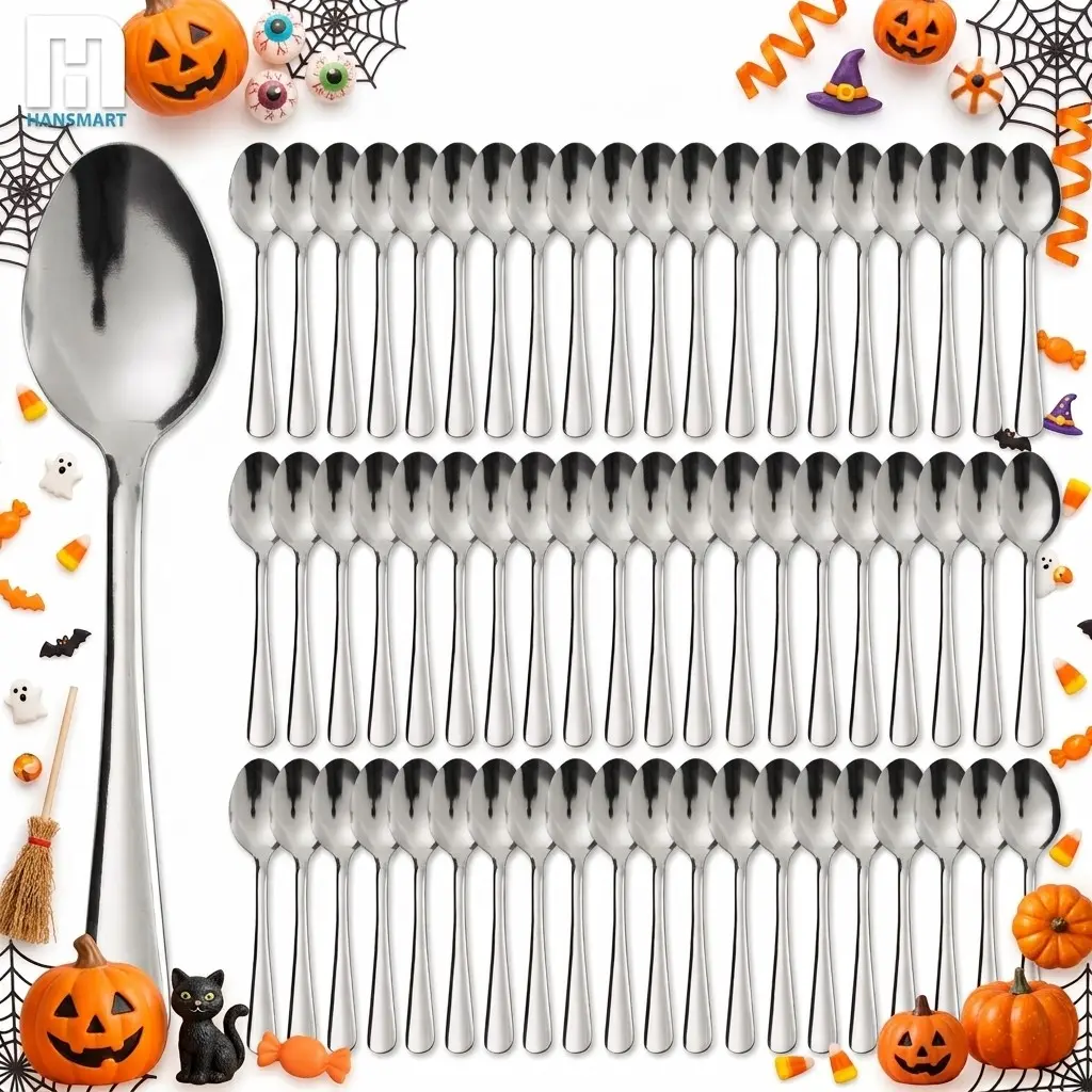 Windsor Style Solid Stainless Steel Tableware Set - 60/72/120PCS Dishwasher Safe Cutlery Kit with Plain, Durable Stainless Steel Spoons for Home, Party