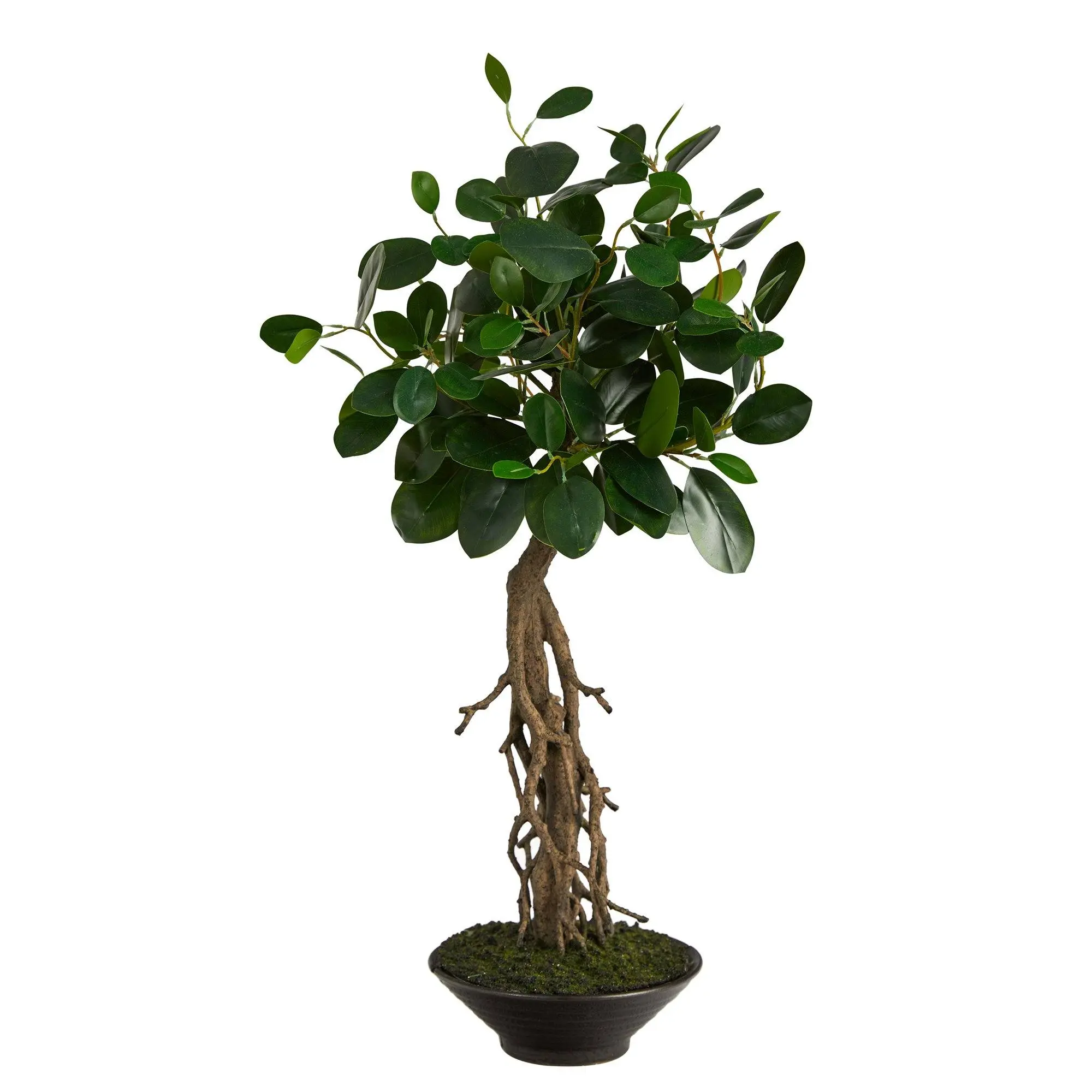 2' Artificial Ficus Bonsai Tree - Artificial Potted Plant in Decorative Planter, Ideal for Night Stand, Desk, Great Gift for Home Decor Enthusiasts, Botanical Aesthetic