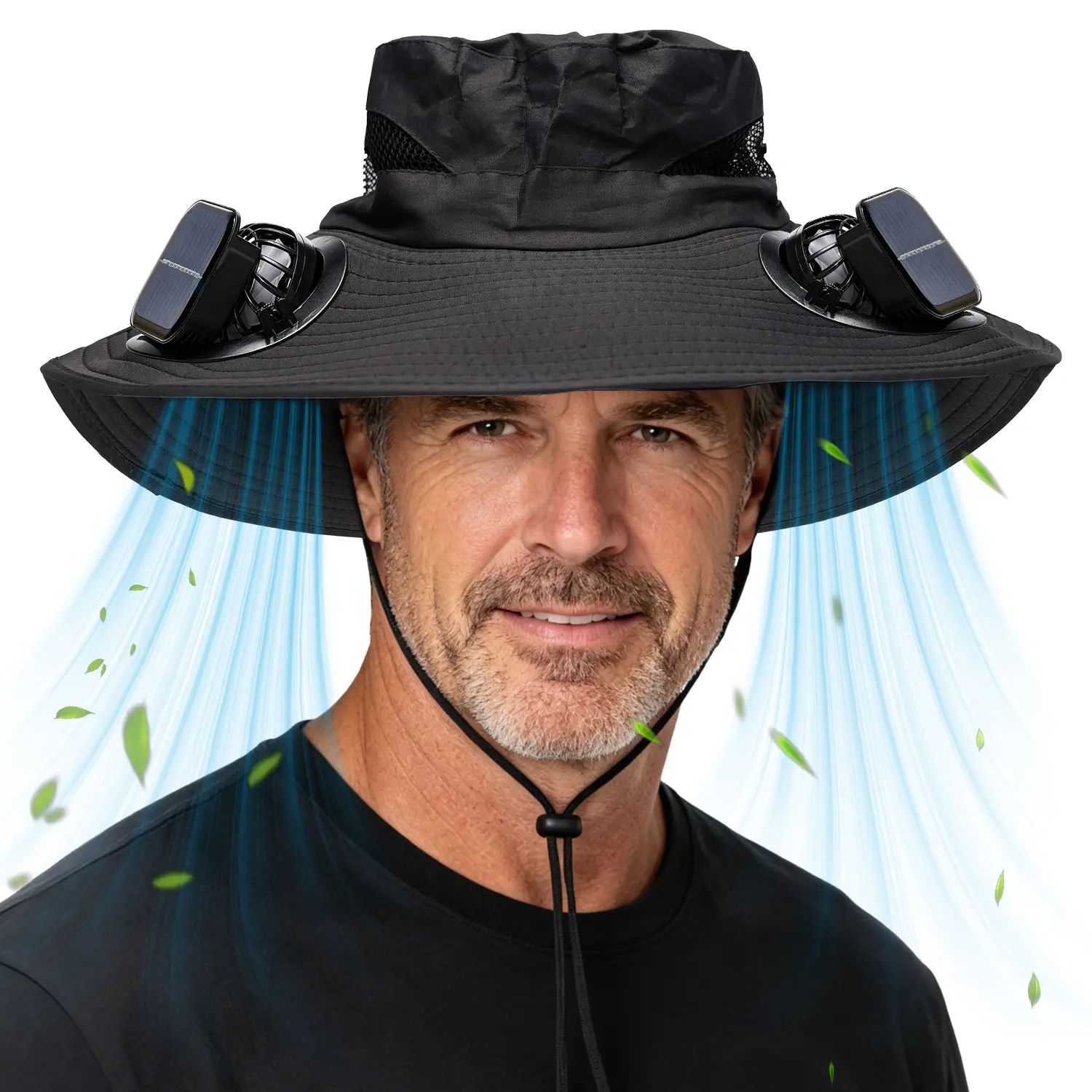 Solar-Powered Cooling Hat with 3 Fans,Dual Power Supply Design,High-quality breathable fabric,Adjustable Fit,Faster Cooling,Ideal for Outdoor Hiking,Fishing,Cycling