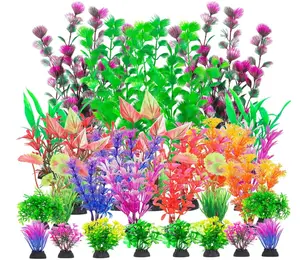 CousDUoBe 30Pcs Aquarium Plants, Fish Tank Accessories Artificial Aquatic Plants,Full Set of Fish Tank Decorations, Various Sizes