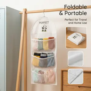 Cute Panda 3-Tier Hanging Closet Organizer | Space Saver for Underwear & Socks