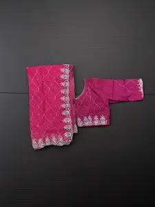 Designer Net Saree with Ready Blouse, Ethnic Wear for Women, Aug42