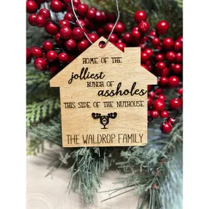 Funny Personalized Family Name Christmas Ornament: Baltic Birch