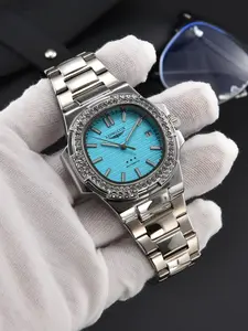 Men's Automatic Mechanical Watch with Calendar Function, Luxury Steel Strap, Rhinestone Decor, Waterproof Design, Perfect Party Gift, Stainless Steel Wristwatch, Automatic Watches