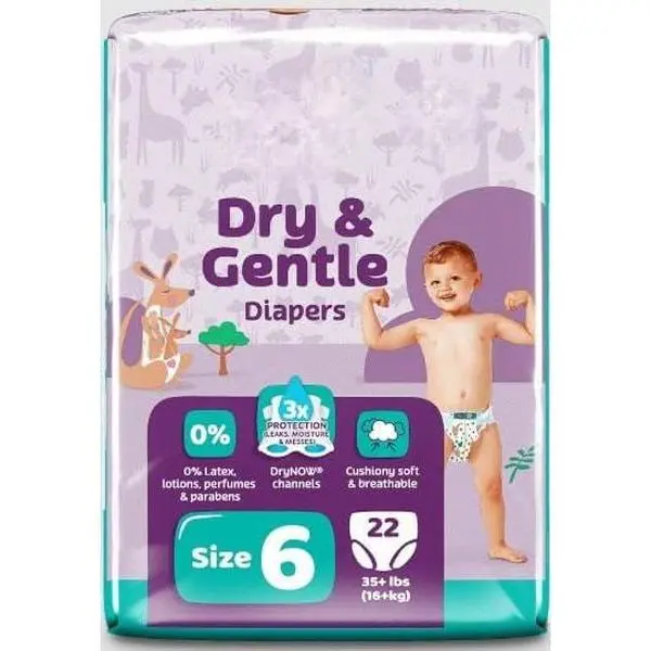 Dry & Gentle Diapers Size 6 80 Count with Leak Protection for Babies