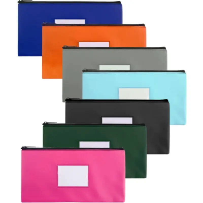 7 Pack Money Bags with Zipper for Cash | 11.25" x 6.25" | 7 Colors | Bank Deposit Bags, Cash Pouches with Zipper, Cash Register bag