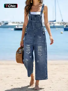 Loose-Fit Women's Denim Overalls, Adjustable Casual Stylish Jumpsuit for Everyday Wear, Perfect for Summer and Spring