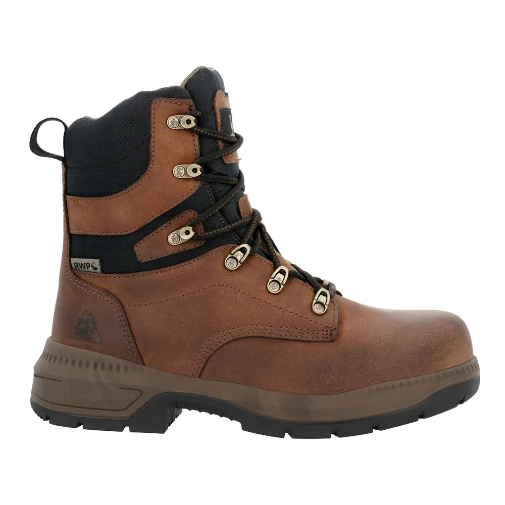 Rocky Mens Worksmart 8 Inch Waterproof Composite Toe  Work/Duty - Brown