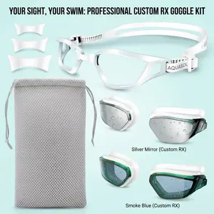 【Vecukty】Stylish White Swim Goggles, Anti-Fog Lens & Leak-Proof Seal, Comfort Silicone Frame for Teens, Adults, Pool and Open Water