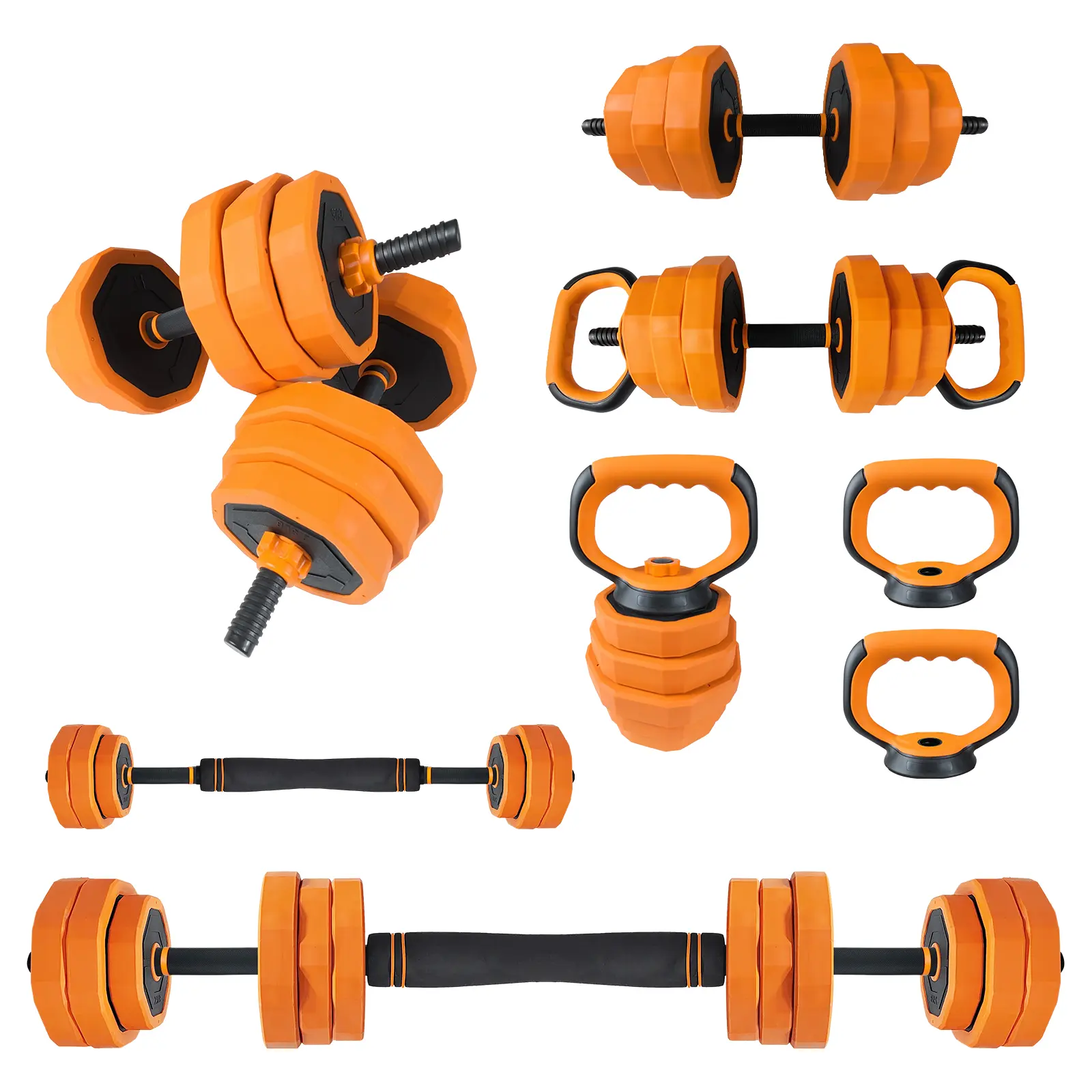 88lbs Adjustable Dumbbell Set - Unisex All-in-1 Weight Lifting Equipment, 4-in-1 Adjustable Workout Equipment for Home Gym (Dumbbells, Barbell, Kettlebells Sets, Push-Up Stand), All-In-One Weight Lifting