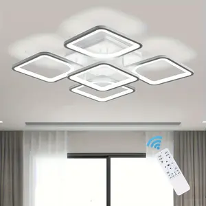 Modern Dimmable LED Ceiling Light, 23.6" Flush Mount Ceiling Fixture with Remote, Acrylic Ceiling Lamp for Living Room Dining Room Kitchen Bedroom