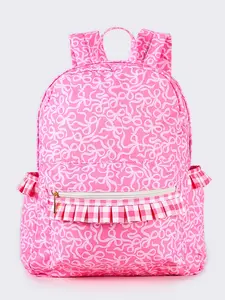 Pink Bow With ruffle Girls backpack
