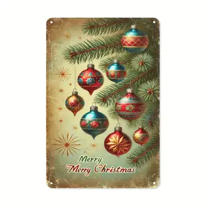 Flat Retro Christmas Tree Metal Sign Suitable for All Occasions Waterproof and Rustproof