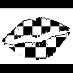 Mouth lips checkered flag Vinyl Decal Sticker 5”