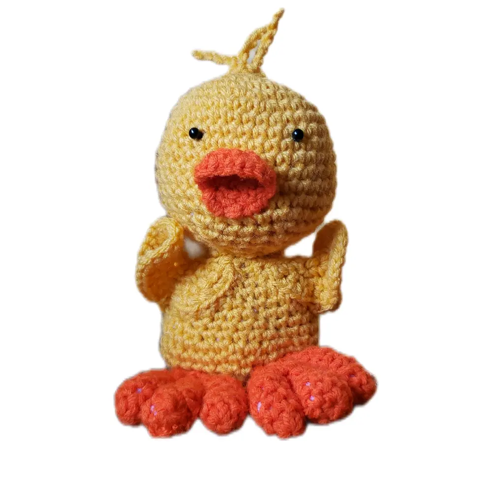 Crocheted Yellow Duck - Adorable Handmade Yellow and Orange Duckling Toy amigurumi