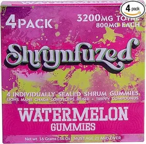 Proprietary Nootropic Gummy 8000mg - Lion's Mane, Reishi, Chaga, and Cordycep Nootropic Tripee Mushroom Blend (4, Watermelon)