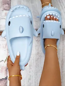 Shark Design Slides, Casual Comfortable Home Slippers, Soft Non-slip Slippers for Indoor & Outdoor Wear, Fashionable Slides for Women & Men, Walking Shoes, Footwear