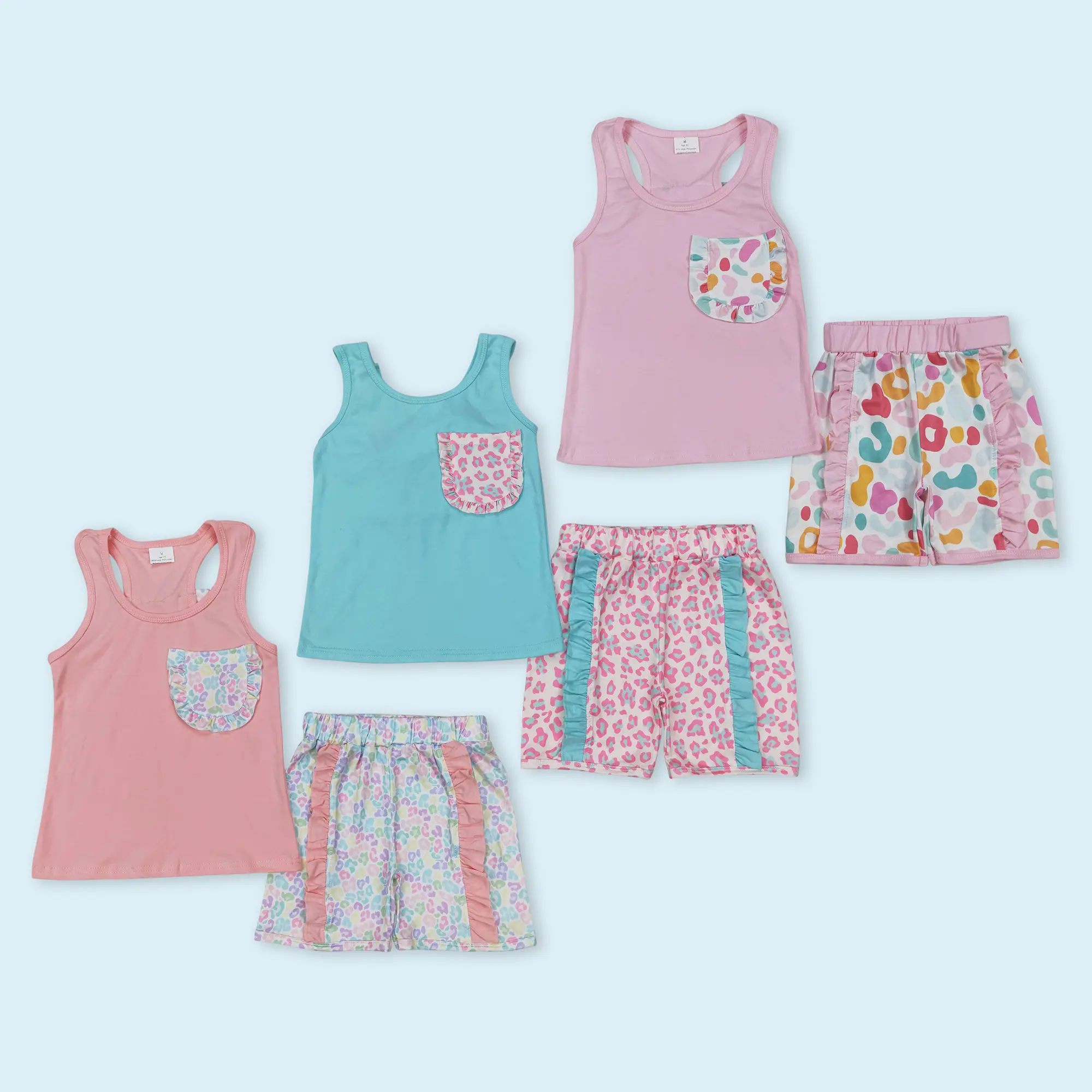 Leopard print kids girls summer clothes Leopard print kids girls summer clothes