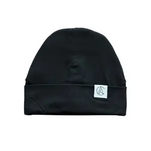 Satin Lined Jersey Beanie-Black Satin Lined Jersey Beanie-Black