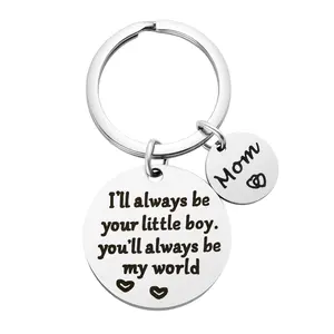 Stainless Steel Engraved Keychain Accessory - Custom Compact Engraved Message Keychain, "You're My World" Keyring, Mother's Day & Birthday Gifts from Daughter & Son to Mom, Custom Keychains