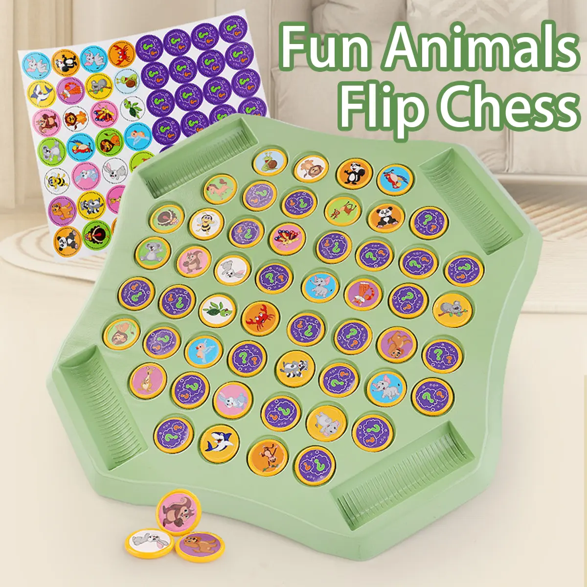 【Deals For You Days】Double Cartoon Flip Chess Memory Game – Fun & Educational Matching Game, Flip Memory Challenge, Animal Flip Cards, Multiplayer Memory Activity for Kindergarten Gatherings, Family Time & Camping Trips, Kids' Flip Chess Puzzle