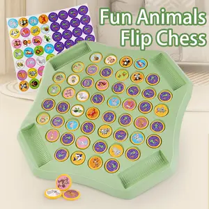Double Cartoon Flip Chess Memory Game – Fun & Educational Matching Game, Flip Memory Challenge, Animal Flip Cards, Multiplayer Memory Activity for Kindergarten Gatherings, Family Time & Camping Trips, Kids' Flip Chess Puzzle