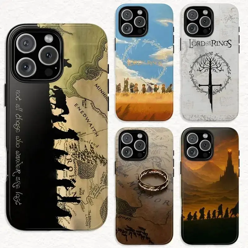 LOTR Smartphone Case, Middle Earth Map Rubber Silicone Shell - Tough Phone Case Heavy Duty Shockproof Protective Cover for iPhone 17 16 15 14 13 12 11 Pro Max Plus